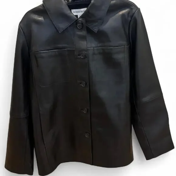 Nordstrom black leather jacket new - Picture 7 of 8